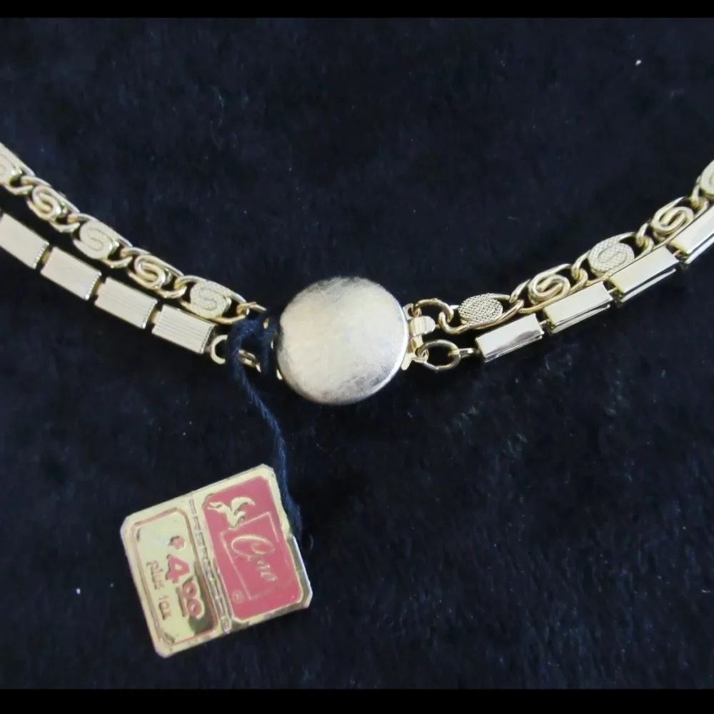 Vintage Coro Goldtone Chain Multi Strand Necklace NWT NOS 28